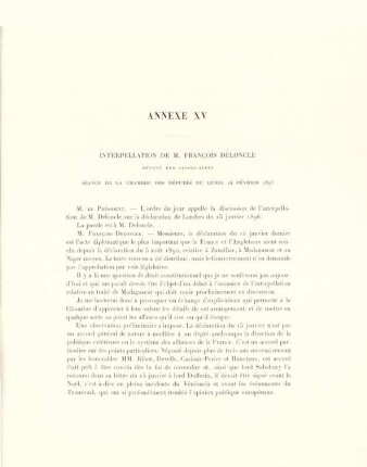 Annexe XV. Interpellation de M. Francois Deloncle ...