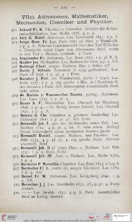 VIIc). Astronomen, Mathematiker, Mechaniker, Chemiker und Physiker (Nr. 301 - 526)