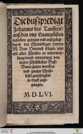 Die bußpredigt Johannis des Tauffers