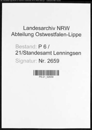 Sterberegister Standesamt Lenningsen