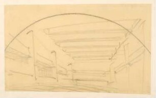 Berlin-Mitte, Umbau des Mosse-Hauses, Sitz des Verlages Rudolf Mosse. Skizze zu einem Innenraum (Halle) - Perspektive