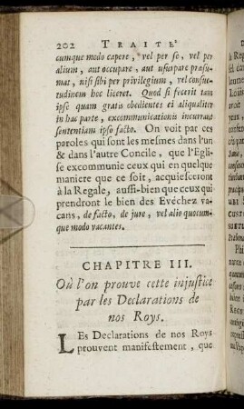 Chapitre III. Où l'on prouve cette injustice par les Declarations de nos Roys.