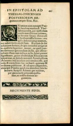 In Epistolam Ad Thessalonicenses Posteriorem Argumentum per Eras. Rot.