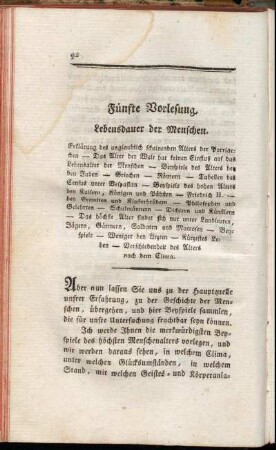 Fünfte Vorlesung. Lebensdauer der Menschen.
