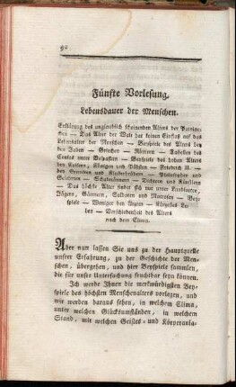Fünfte Vorlesung. Lebensdauer der Menschen.
