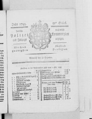 52tes Stück., Ausgabe vom 30. Dezember 1795
