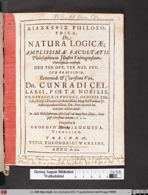 Diaskepsis Philosophica; De Natura Logicae