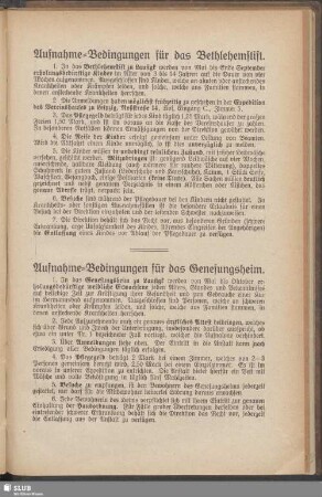 Aufnahme-Bedingungen für das Bethlehemstift