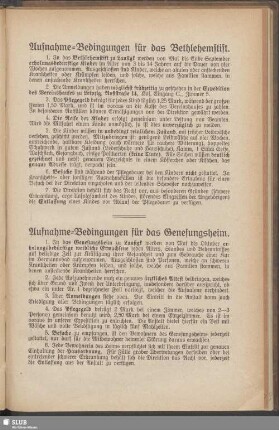 Aufnahme-Bedingungen für das Bethlehemstift
