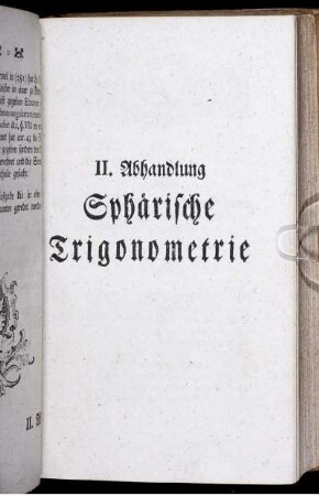 II. Abhandlung. Sphärische Trigonometrie.