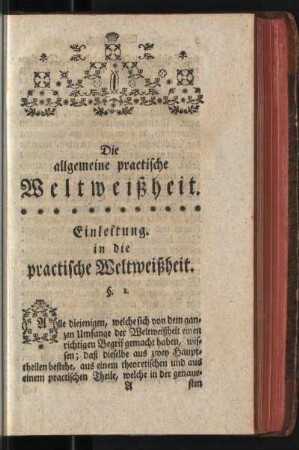 Einleitung in die practische Weltweißheit