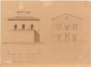 Gärtner, Friedrich von; Tivoli (Latium, Italien); Villa - Grundriss, Ansichten