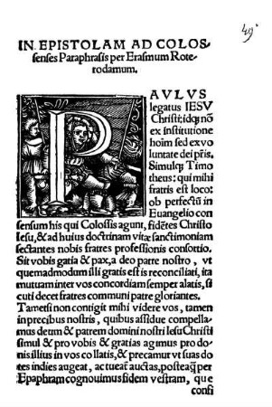 In Epistolam Ad Colossenses Paraphrasis per Erasmum Roterodamum.