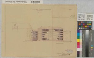 Münster (Münster) Erweiterung des Regierungsdienstgebäudes Domplatz 1 Vorderansicht 1952 1 : 200 37 x 51 Pause Staatsneubauleitung Münster Regierung Münster Nr. 33979