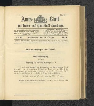 No.255, Donnerstag, den 16. Oktober 1919