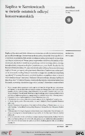 15: Kaplica w Karniowicach w świetle ostatnich odkryć konserwatorskich