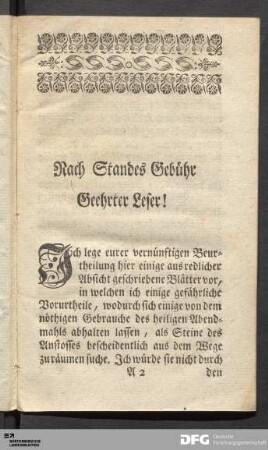 Nach Standes Gebühr Geehrter Leser!