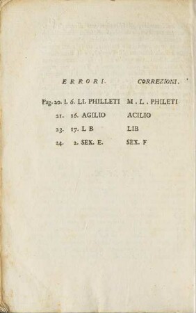 Errori / Correzioni