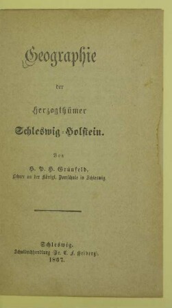 Geographie der Herzogthümer Schleswig-Holstein