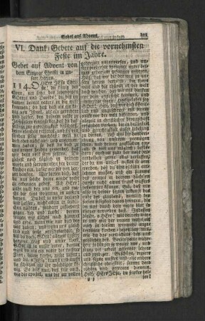 VI. Dank-Gebete auf die vornehmsten Feste im Jahre.