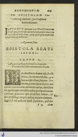 In Epistolam Iacobi argumentum.