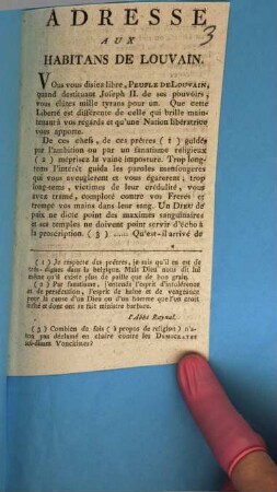 Adresse Aux Habitans De Louvain : [Louvain le 22 Novembre 1792]