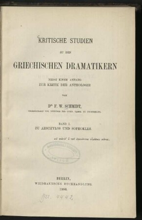 1: Zu Aechylos und Sophokles