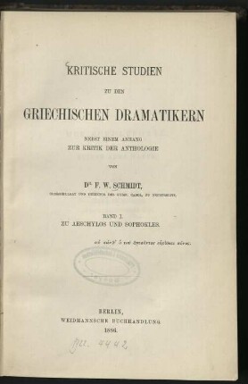 1: Zu Aechylos und Sophokles
