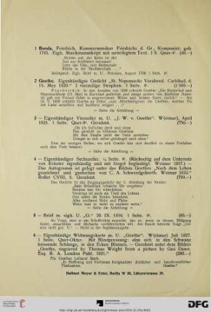 Wertvolle Autographen der Goethezeit (Nr. 1-32)