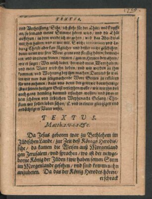 Textus. Matth. 2. V. 1.2. &c.