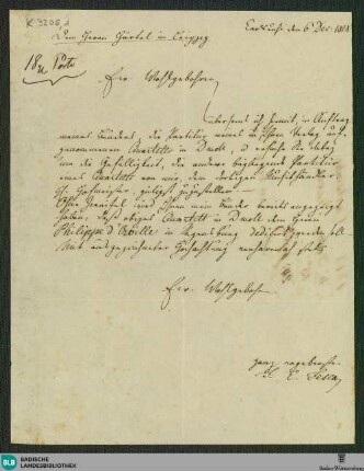Brief von Friedrich Ernst Fesca an Gottfried Christoph Härtel vom 06.12.1818 - K 3206, 1
