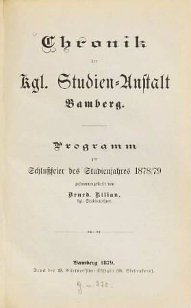 Chronik der Kgl. Studien-Anstalt Bamberg
