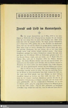 Freud' und Leid im Kantorhause