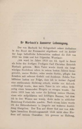 I. Br. Marbach's äusserer Lebensgang.