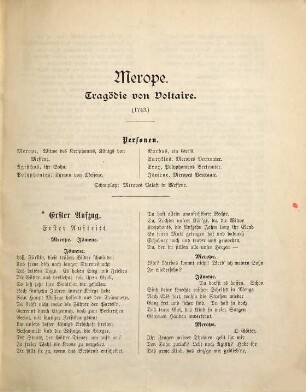 Voltaires Merope : in dt. Übertr.