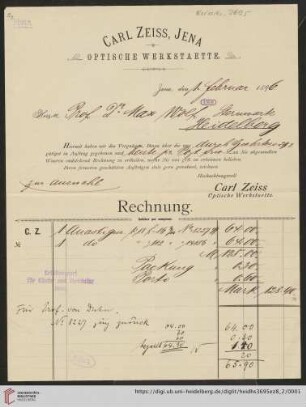 Briefe von Carl Zeiss (Jena) an Max Wolf: Brief von Carl Zeiss (Jena) an Max Wolf