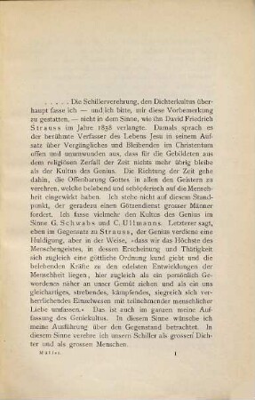 Geschichte der deutschen Schillerverehrung : Vortrag gehalten am 30. Januar 1896 im Tübinger Zweigverein des schwäbischen Schillervereins von Ernst Müller