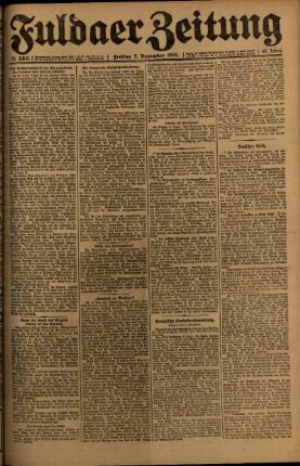 Erste Ausgabe vom Freitag, den 05. Dezember 1919.