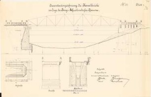 Kanalbrücke im Zuge der Brieg-Schreibendorfer Chaussee, Brieg: Ansichten, Aufsicht, Schnitt 1:100