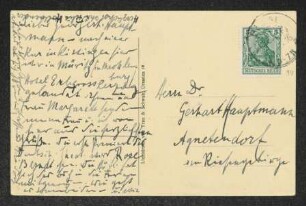 Brief von Felix Hollaender an Gerhart Hauptmann