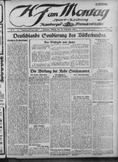 Hamburger Fremdenblatt, HF am Montag