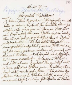 Brief an die Illustrirte Zeitung