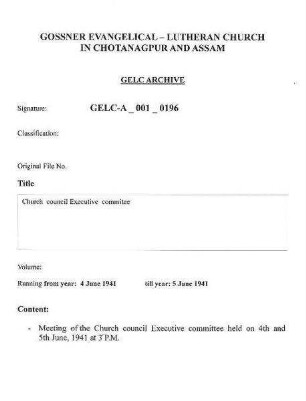 Church Council Executive Committee