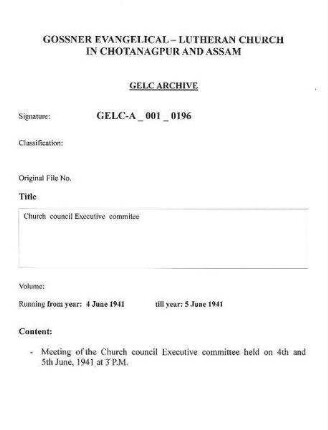 Church Council Executive Committee