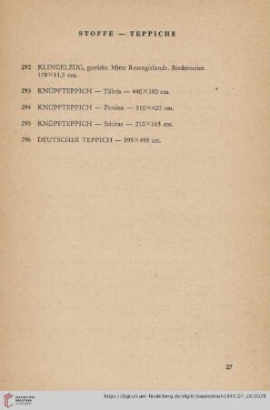 Stoffe- Teppiche (Nr.- 292- 296)