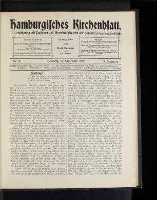 Nr. 38. Hamburg, 22. September 1912. 9. Jahrgang.