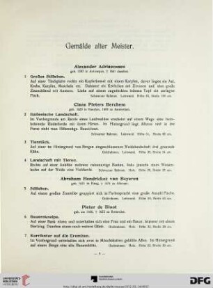 Gemälde alter Meister (Nr. 1-167)