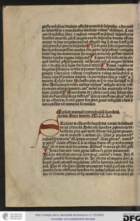 Explicit manuale parrochialium sacerdotum actum anno domini M.CC.LV.