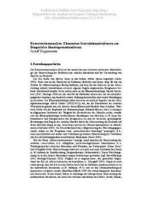 Konversationsanalyse: Elementare Interaktionsstrukturen am Beispiel der Bundespressekonferenz