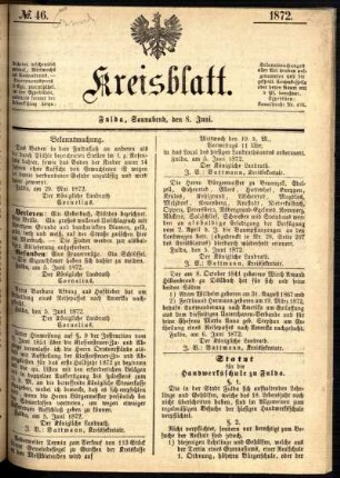 Ausgabe vom Samstag, den 08. Juni 1872.